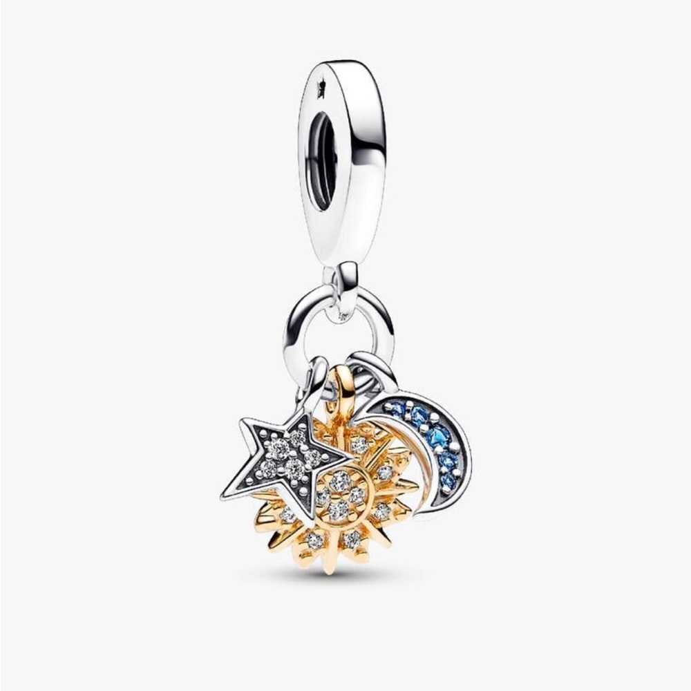 Pandora Two-Tone Sun, Star & Moon Dangle Charm